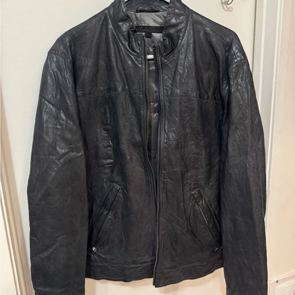 Kenneth Cole New York Black Leather Motorcycle Jacket